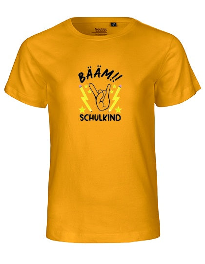 MiMaMäuschen Kinder Bio T-Shirt Schulkind BÄÄM! Schulkind (schwarzer Druck) 2 – Yellow