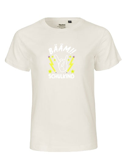 MiMaMäuschen Kinder Bio T-Shirt Schulkind BÄÄM! Schulkind (weißer Druck) 2 – Natural