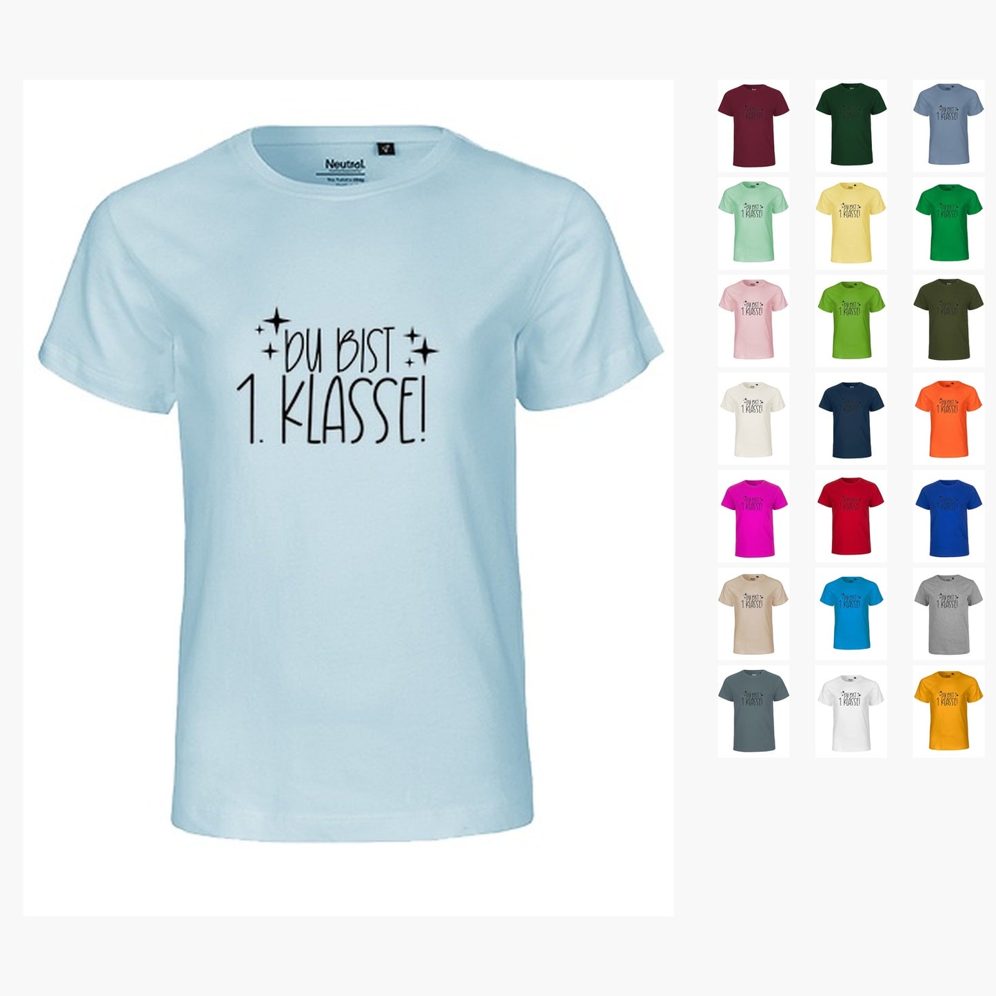 MiMaMäuschen Kinder Bio T-Shirt Schulkind Du Bist 1. Klasse (schwarzer Druck) 1 – Übersicht
