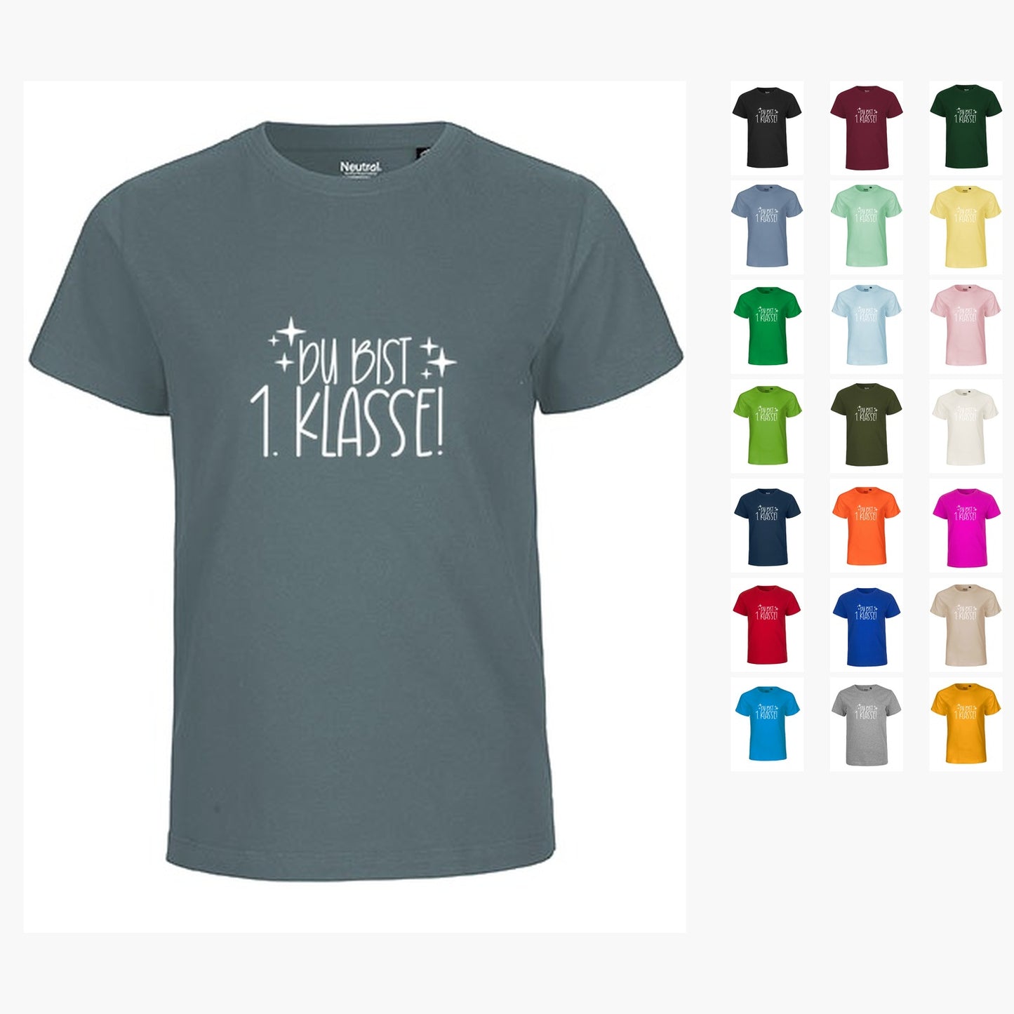 MiMaMäuschen Kinder Bio T-Shirt Schulkind Du Bist 1. Klasse (weißer Druck) 2 – Übersicht