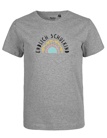 MiMaMäuschen Kinder Bio T-Shirt Schulkind Endlich Schulkind Regenbogen 1 – Sport Grey
