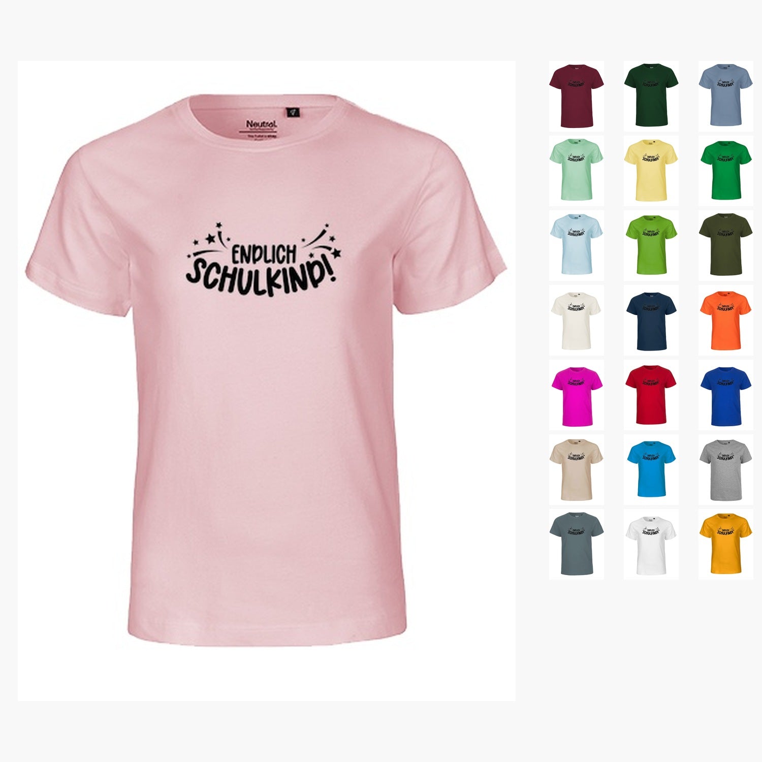 MiMaMäuschen Kinder Bio T-Shirt Schulkind Endlich Schulkind Sternschnuppe (schwarzer Druck) 3 – Übersicht