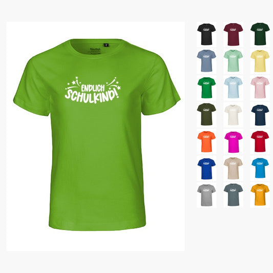 MiMaMäuschen Kinder Bio T-Shirt Schulkind Endlich Schulkind Sternschnuppe (weißer Druck) 3 – Übersicht