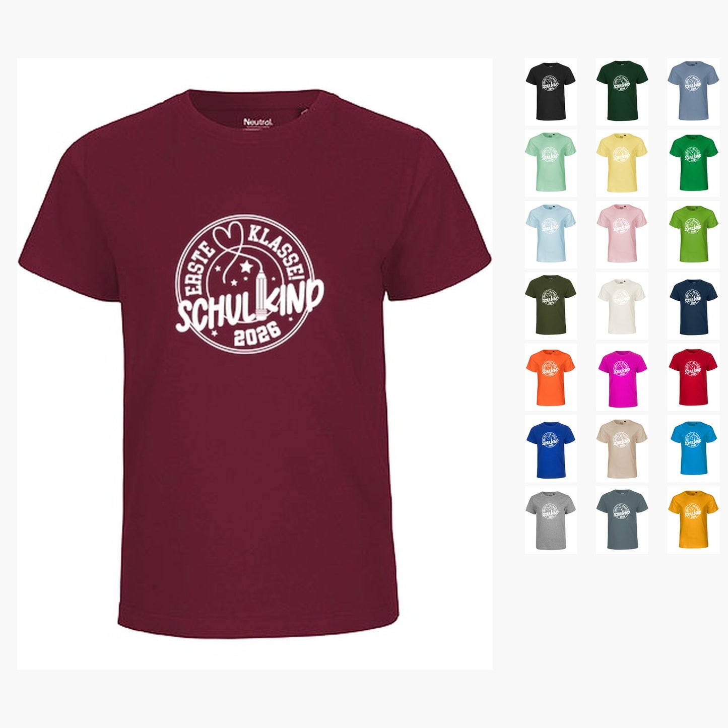 MiMaMäuschen Kinder Bio T-Shirt Schulkind Erste Klasse Stift (weißer Druck) 3 – Übersicht