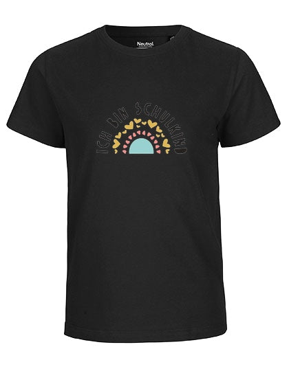 Kinder T-Shirt Schulkind Ichbin Schulkind Regenbogen – Schwarz