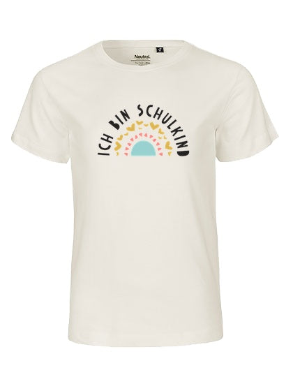 MiMaMäuschen Kinder Bio T-Shirt Schulkind Ich bin Schulkind Regenbogen 2 – Natural
