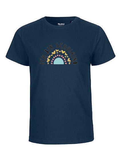 MiMaMäuschen Kinder Bio T-Shirt Schulkind Ich bin Schulkind Regenbogen 3 – Navy