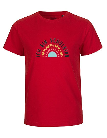 MiMaMäuschen Kinder Bio T-Shirt Schulkind Ich bin Schulkind Regenbogen 3 – Red