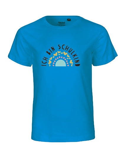 MiMaMäuschen Kinder Bio T-Shirt Schulkind Ich bin Schulkind Regenbogen 2 – Sapphire