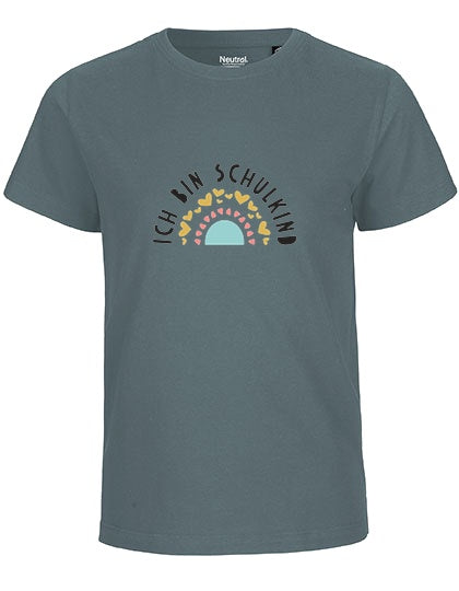 MiMaMäuschen Kinder Bio T-Shirt Schulkind Ich bin Schulkind Regenbogen 3 – Teal