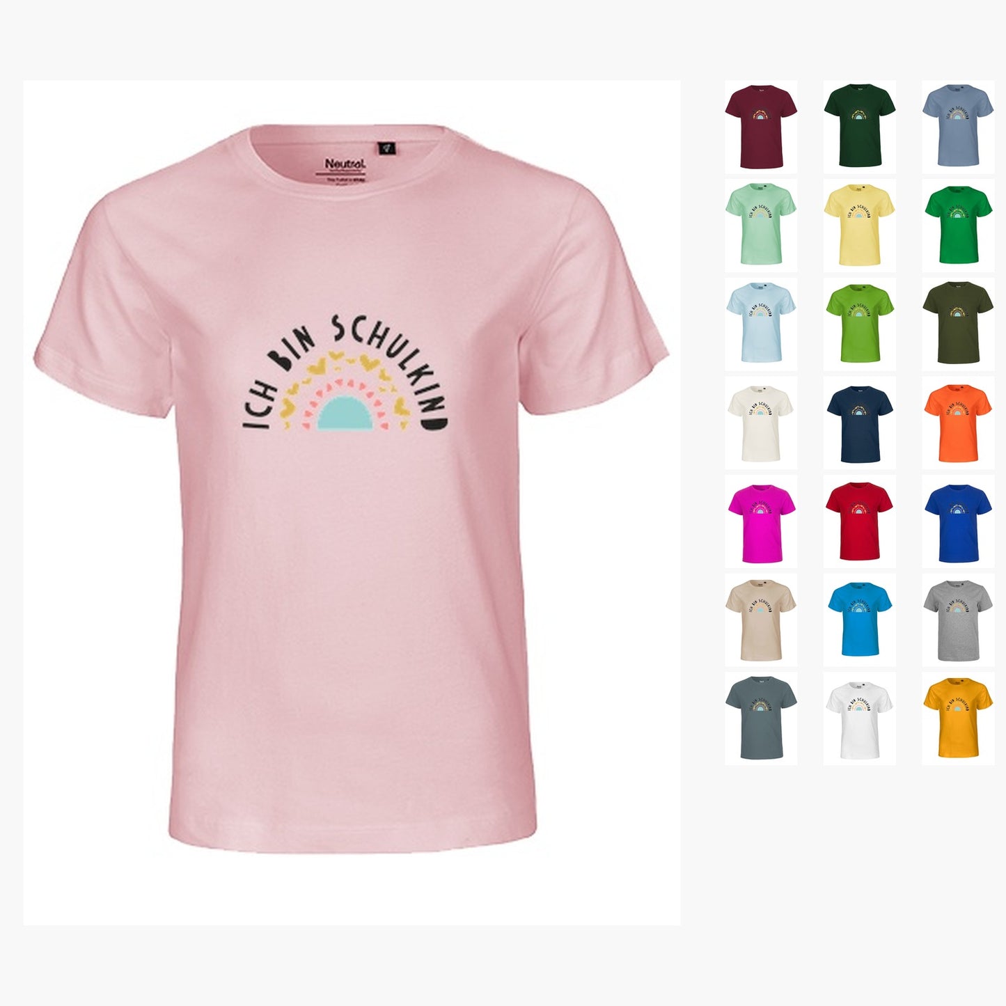 MiMaMäuschen Kinder Bio T-Shirt Schulkind Ich bin Schulkind Regenbogen 3 – Übersicht
