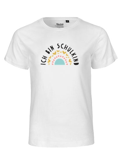 MiMaMäuschen Kinder Bio T-Shirt Schulkind Ich bin Schulkind Regenbogen 2 – White
