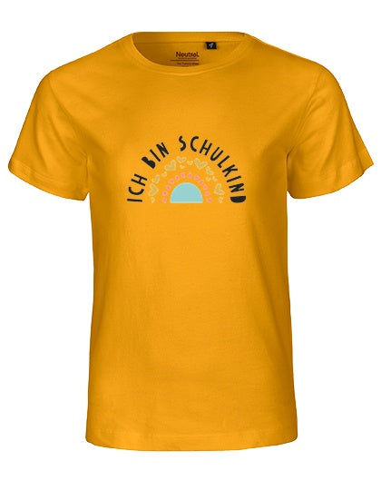 MiMaMäuschen Kinder Bio T-Shirt Schulkind Ich bin Schulkind Regenbogen 2 – Yellow