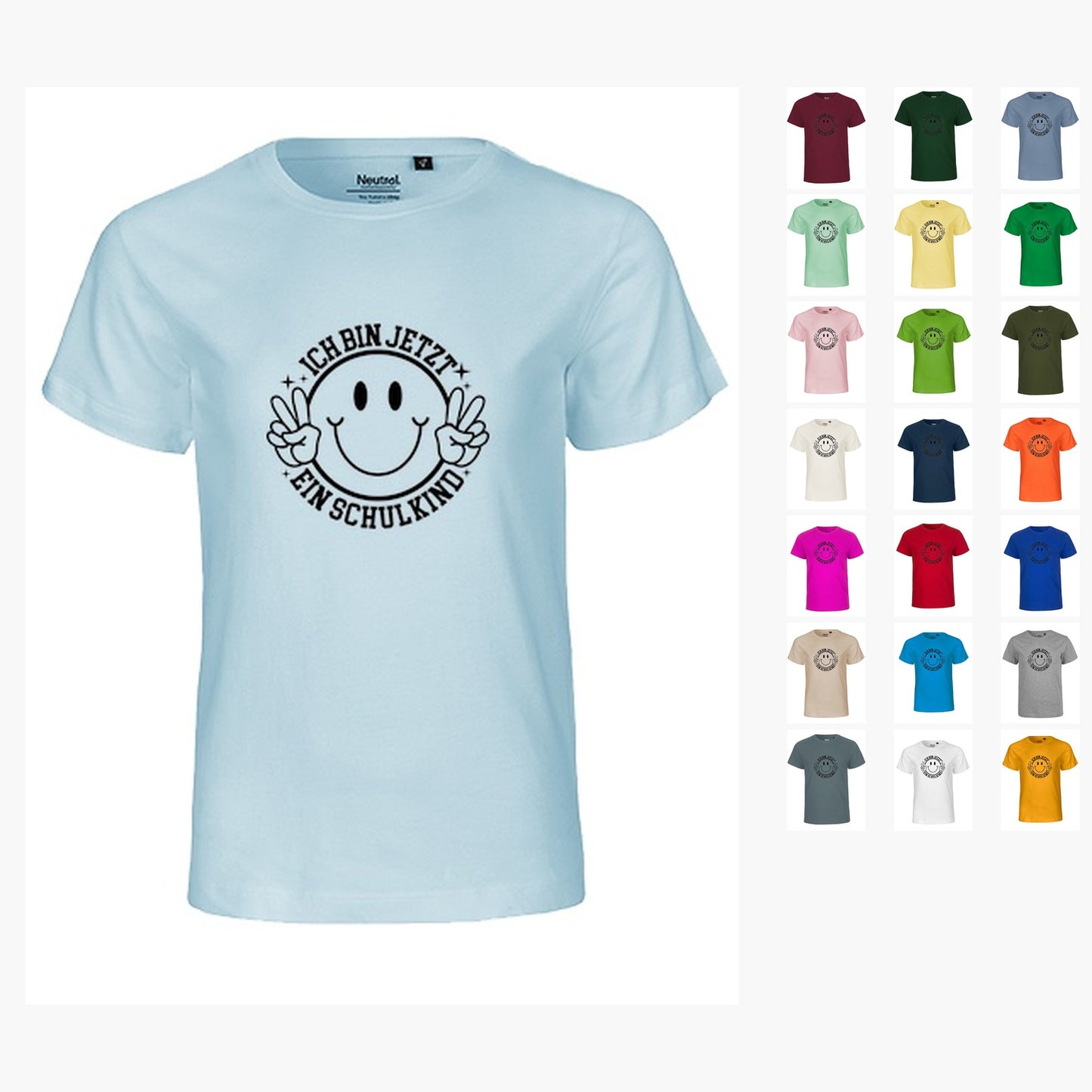 MiMaMäuschen Kinder Bio T-Shirt Schulkind Ich bin jetzt ein Schulkind (schwarzer Druck) 1 – Übersicht