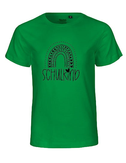 MiMaMäuschen Kinder Bio T-Shirt Schulkind Alphabet Regenbogen (schwarzer Druck) 2 – Green