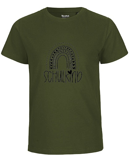 MiMaMäuschen Kinder Bio T-Shirt Schulkind Alphabet Regenbogen (schwarzer Druck) 2 – Military