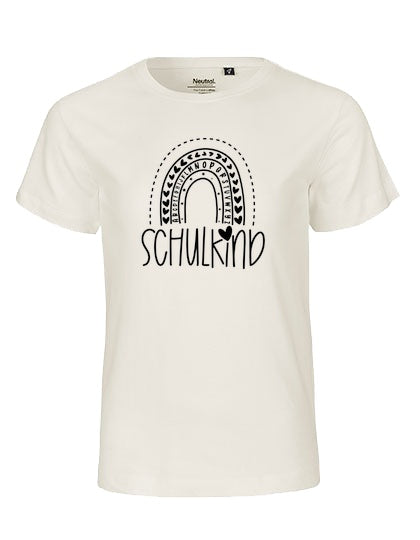 MiMaMäuschen Kinder Bio T-Shirt Schulkind Alphabet Regenbogen (schwarzer Druck) 2 – Natural