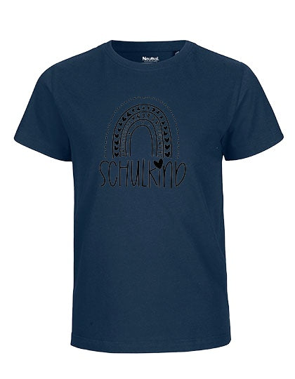 MiMaMäuschen Kinder Bio T-Shirt Schulkind Alphabet Regenbogen (schwarzer Druck) 3 – Navy