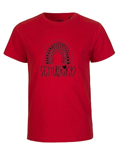 MiMaMäuschen Kinder Bio T-Shirt Schulkind Alphabet Regenbogen (schwarzer Druck) 3 – Red