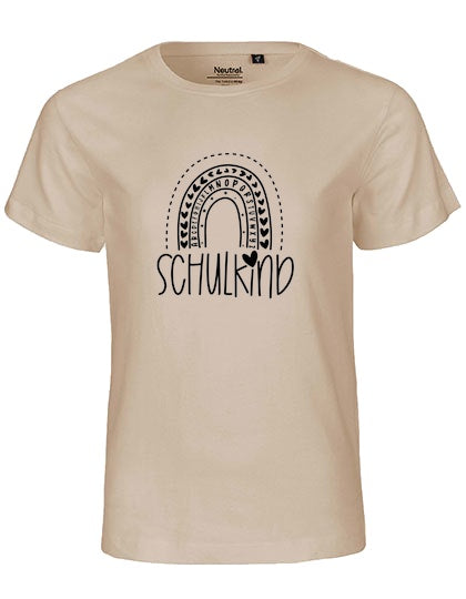 MiMaMäuschen Kinder Bio T-Shirt Schulkind Alphabet Regenbogen (schwarzer Druck) 3 – Sand