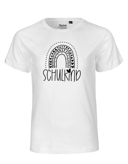 MiMaMäuschen Kinder Bio T-Shirt Schulkind Alphabet Regenbogen (schwarzer Druck) 2 – White