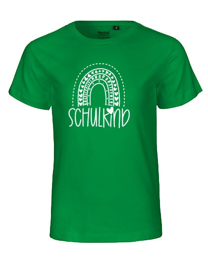 MiMaMäuschen Kinder Bio T-Shirt Schulkind Alphabet Regenbogen (weißer Druck) 2 – Green