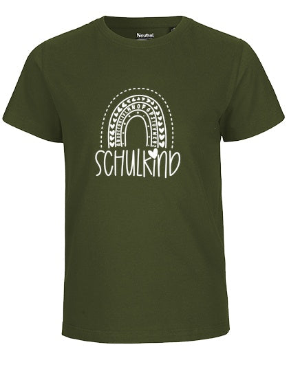 MiMaMäuschen Kinder Bio T-Shirt Schulkind Alphabet Regenbogen (weißer Druck) 2 – Military