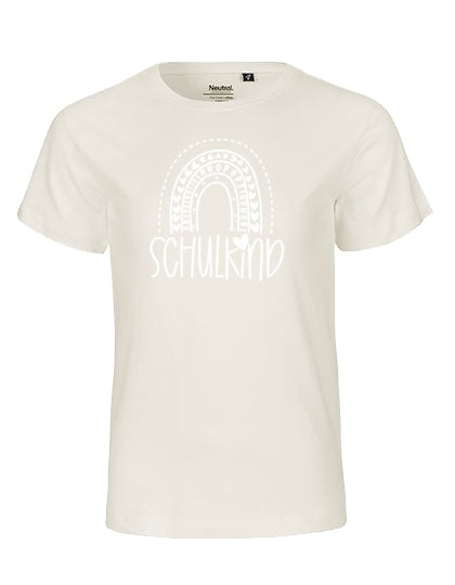 MiMaMäuschen Kinder Bio T-Shirt Schulkind Alphabet Regenbogen (weißer Druck) 2 – Natural
