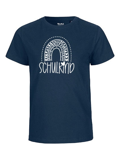 MiMaMäuschen Kinder Bio T-Shirt Schulkind Alphabet Regenbogen (weißer Druck) 3 – Navy