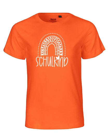 MiMaMäuschen Kinder Bio T-Shirt Schulkind Alphabet Regenbogen (weißer Druck) 2 – Orange