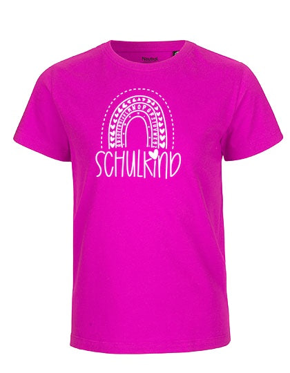 MiMaMäuschen Kinder Bio T-Shirt Schulkind Alphabet Regenbogen (weißer Druck) 3 – Pink