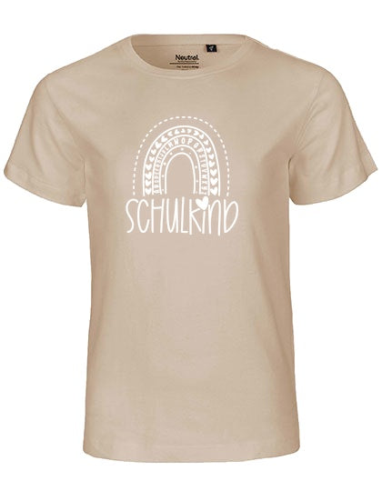 MiMaMäuschen Kinder Bio T-Shirt Schulkind Alphabet Regenbogen (weißer Druck) 3 – Sand