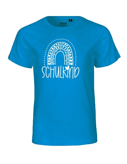 MiMaMäuschen Kinder Bio T-Shirt Schulkind Alphabet Regenbogen (weißer Druck) 2 – Sapphire
