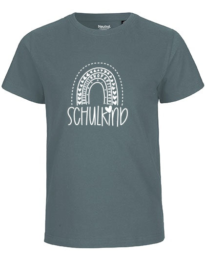 MiMaMäuschen Kinder Bio T-Shirt Schulkind Alphabet Regenbogen (weißer Druck) 3 – Teal