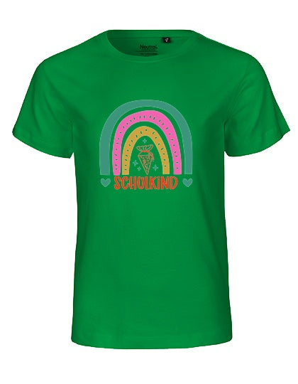 MiMaMäuschen Kinder Bio T-Shirt Schulkind Bunter Regenbogen 2 – Green