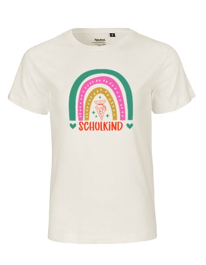 MiMaMäuschen Kinder Bio T-Shirt Schulkind Bunter Regenbogen 2 – Natural