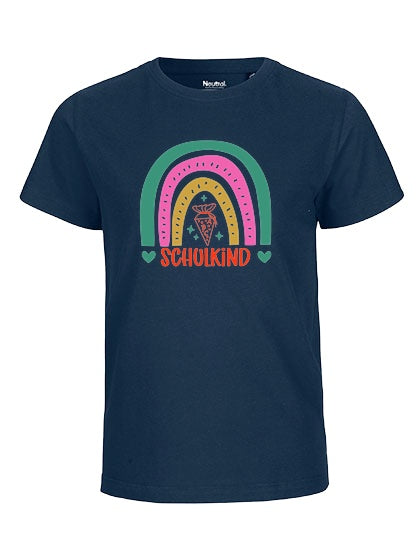MiMaMäuschen Kinder Bio T-Shirt Schulkind Bunter Regenbogen 3 – Navy