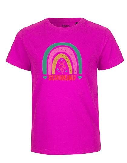 MiMaMäuschen Kinder Bio T-Shirt Schulkind Bunter Regenbogen 3 – Pink