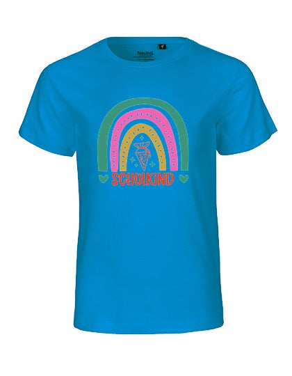 MiMaMäuschen Kinder Bio T-Shirt Schulkind Bunter Regenbogen 2 – Sapphire