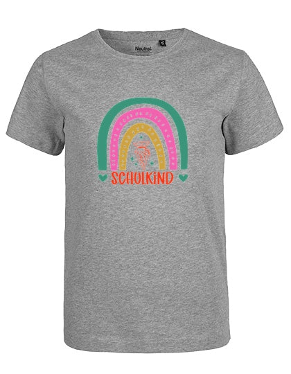 MiMaMäuschen Kinder Bio T-Shirt Schulkind Bunter Regenbogen 1 – Sport Grey