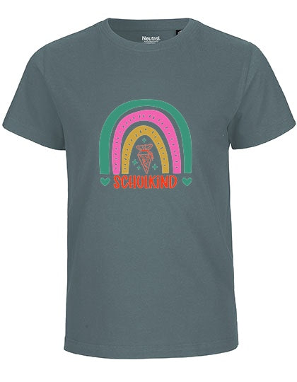 MiMaMäuschen Kinder Bio T-Shirt Schulkind Bunter Regenbogen 3 – Teal
