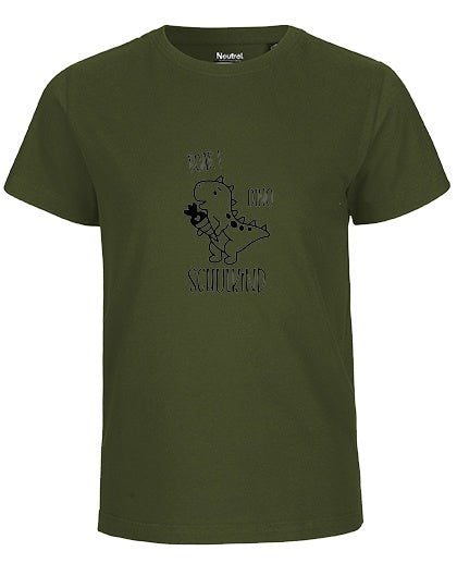MiMaMäuschen Kinder Bio T-Shirt Schulkind Dino (schwarzer Druck) 2 – Military