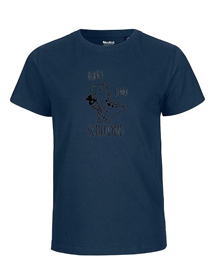 MiMaMäuschen Kinder Bio T-Shirt Schulkind Dino (schwarzer Druck) 3 – Navy