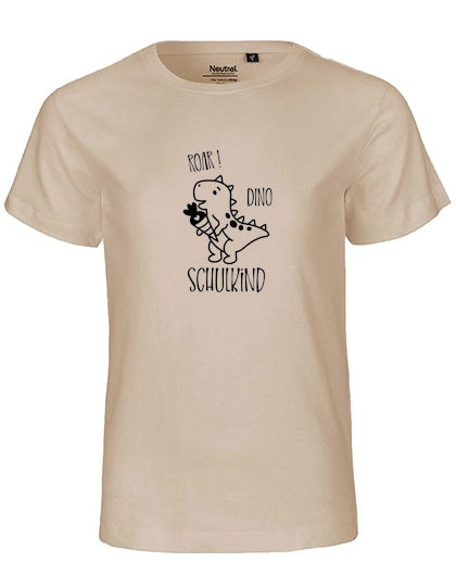 MiMaMäuschen Kinder Bio T-Shirt Schulkind Dino (schwarzer Druck) 3 – Sand