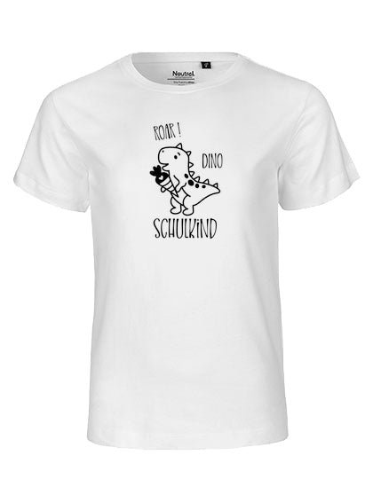 MiMaMäuschen Kinder Bio T-Shirt Schulkind Dino (schwarzer Druck) 2 – White