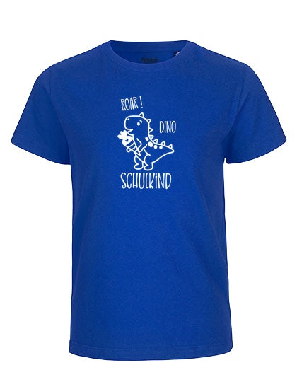 MiMaMäuschen Kinder Bio T-Shirt Schulkind Dino (weißer Druck) 3 – Royal