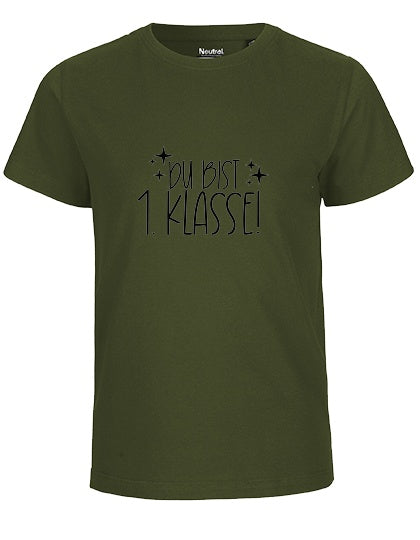 MiMaMäuschen Kinder Bio T-Shirt Schulkind Du Bist 1. Klasse (schwarzer Druck) 2 – Military