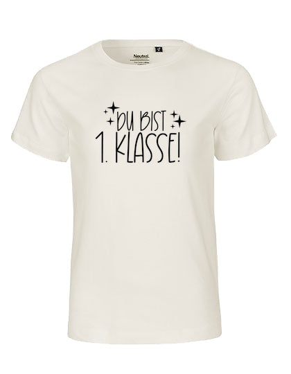 MiMaMäuschen Kinder Bio T-Shirt Schulkind Du Bist 1. Klasse (schwarzer Druck) 2 – Natural