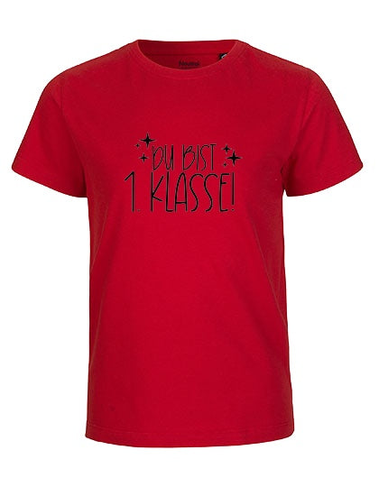 MiMaMäuschen Kinder Bio T-Shirt Schulkind Du Bist 1. Klasse (schwarzer Druck) 3 – Red