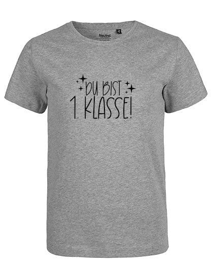 MiMaMäuschen Kinder Bio T-Shirt Schulkind Du Bist 1. Klasse (schwarzer Druck) 1 – Sport Grey
